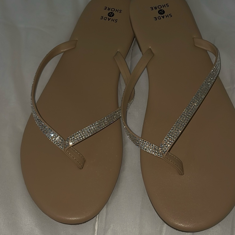 Target Tan and Silver Sandals Minimalist Thong Style